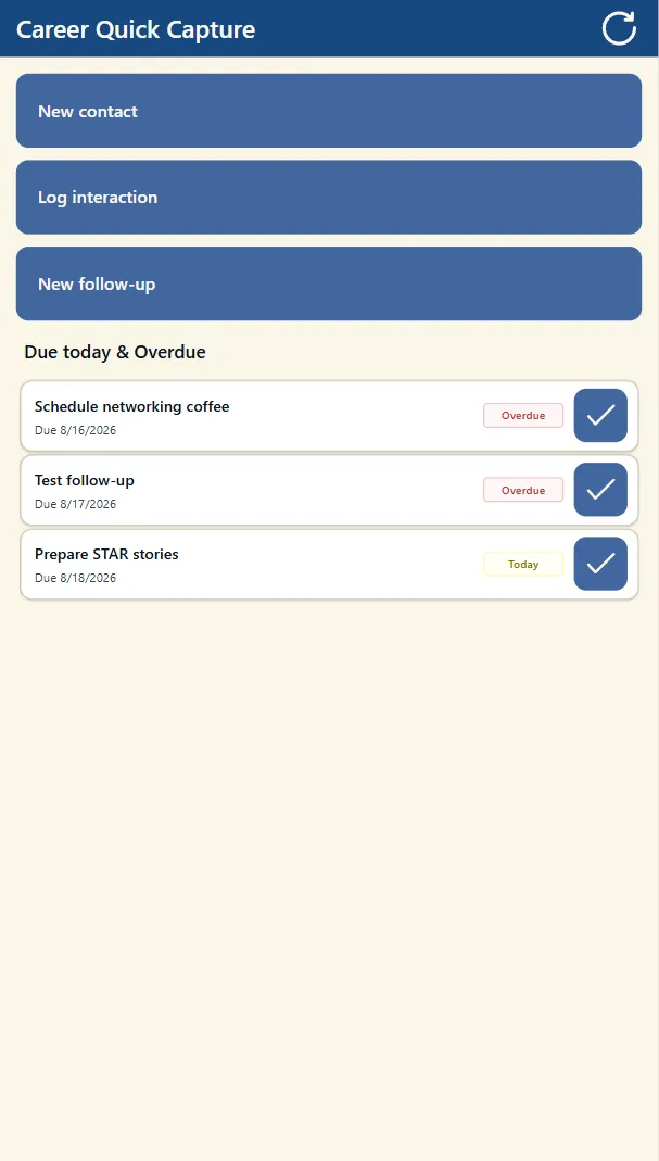 Career Development Hub Mobile Canvas App