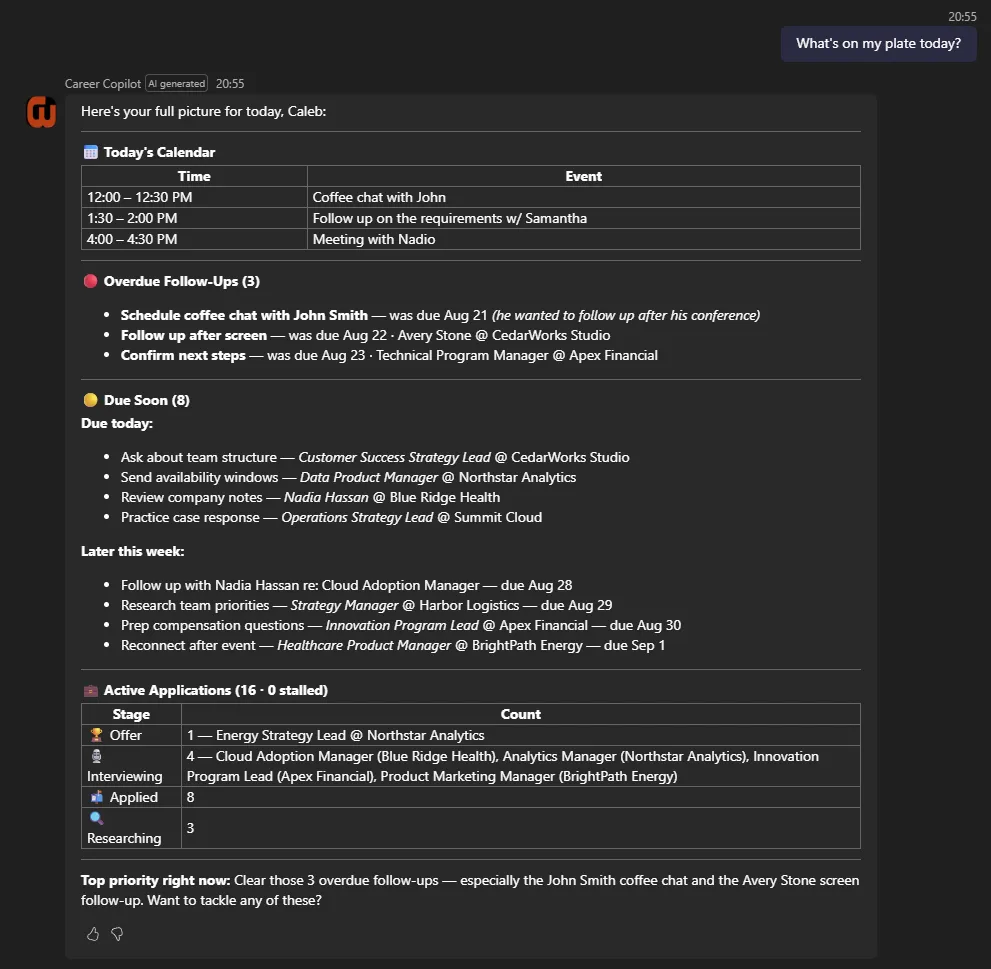 Career Copilot Example Chat