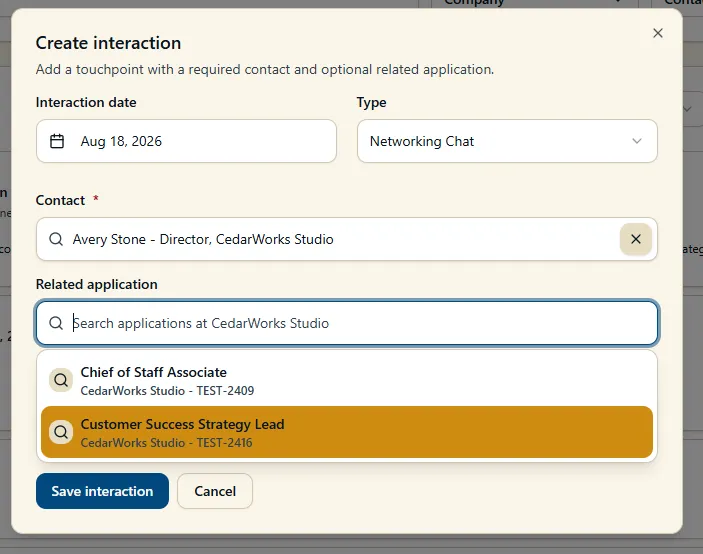 Create Career Development Hub Interaction