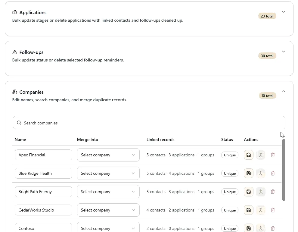 Career Development Hub Data Management