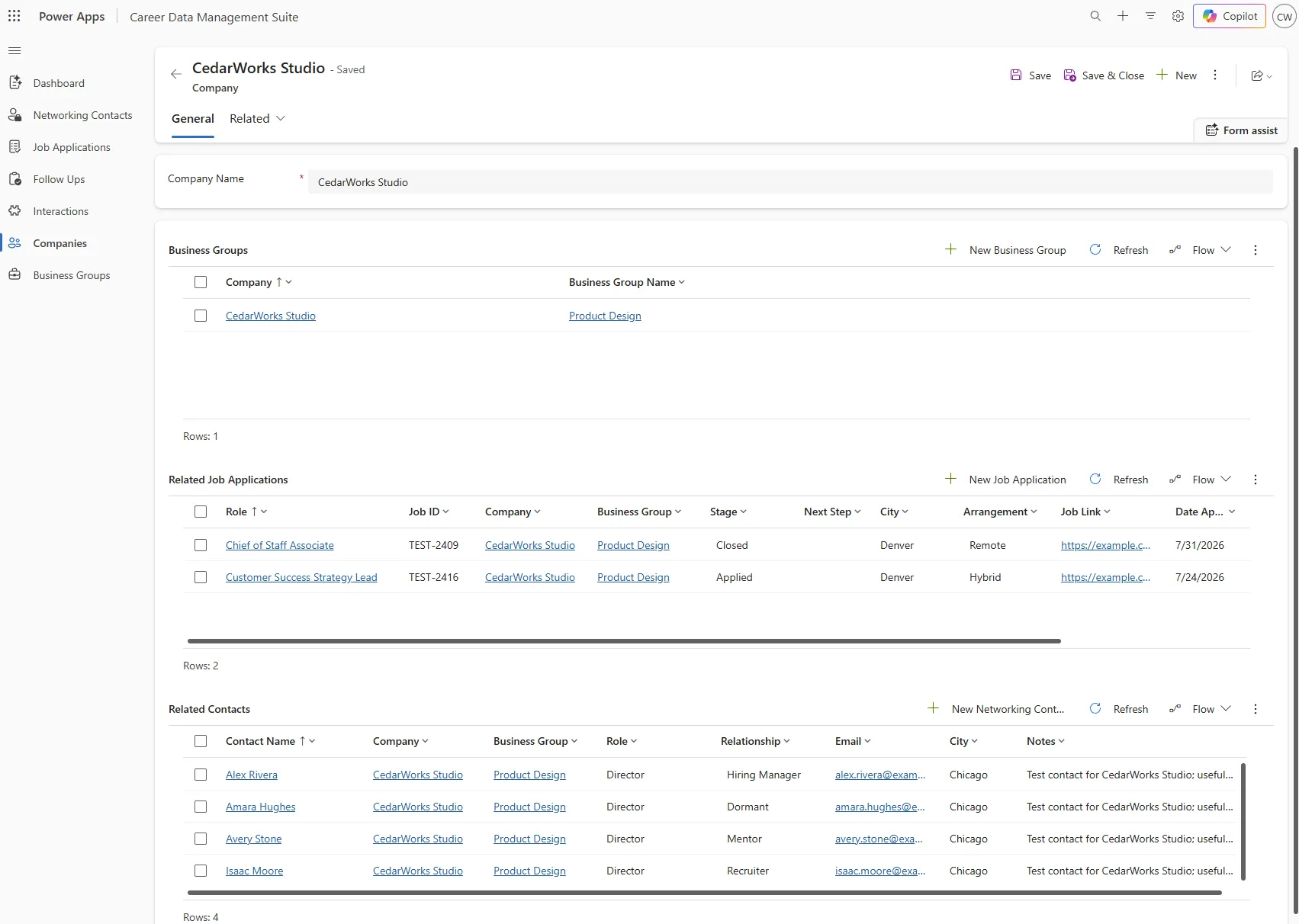 Model-Driven Application Record View
