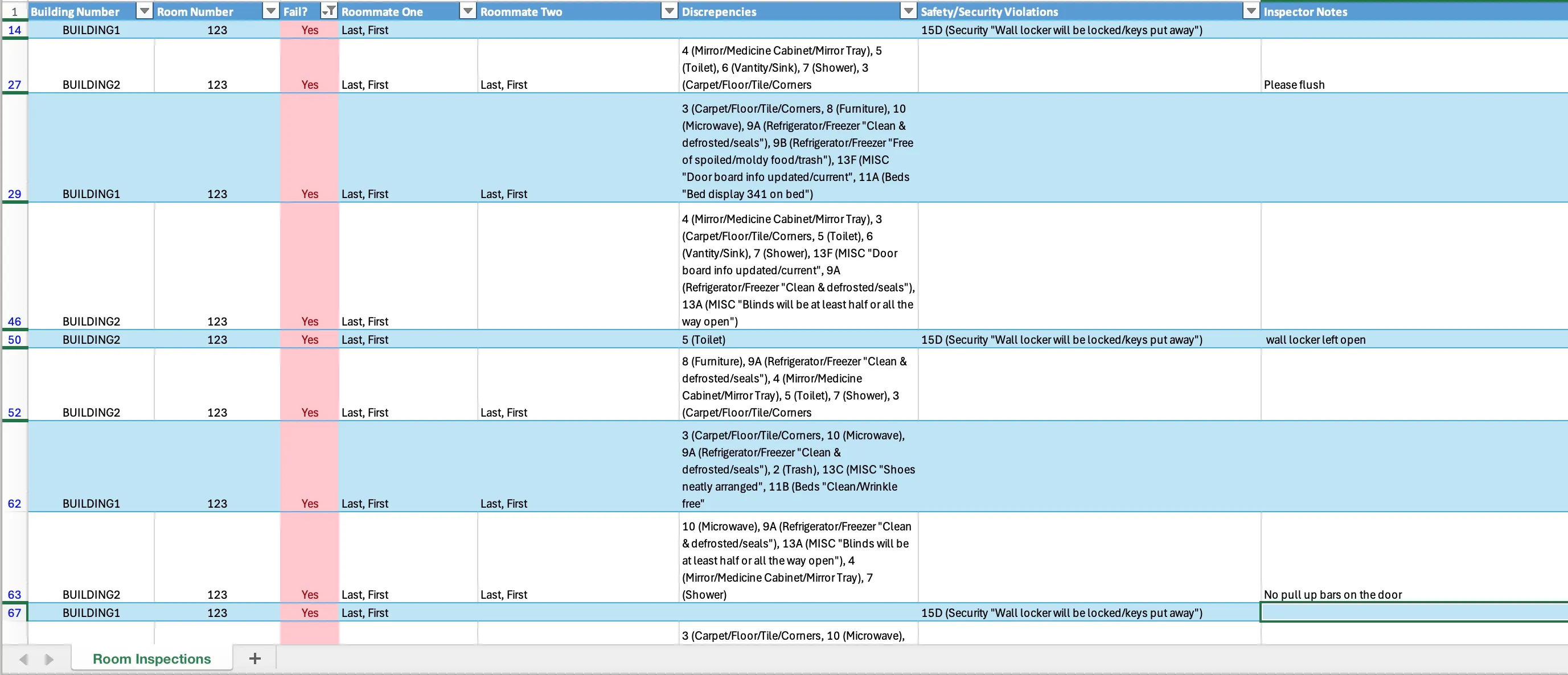 Example Excel Output